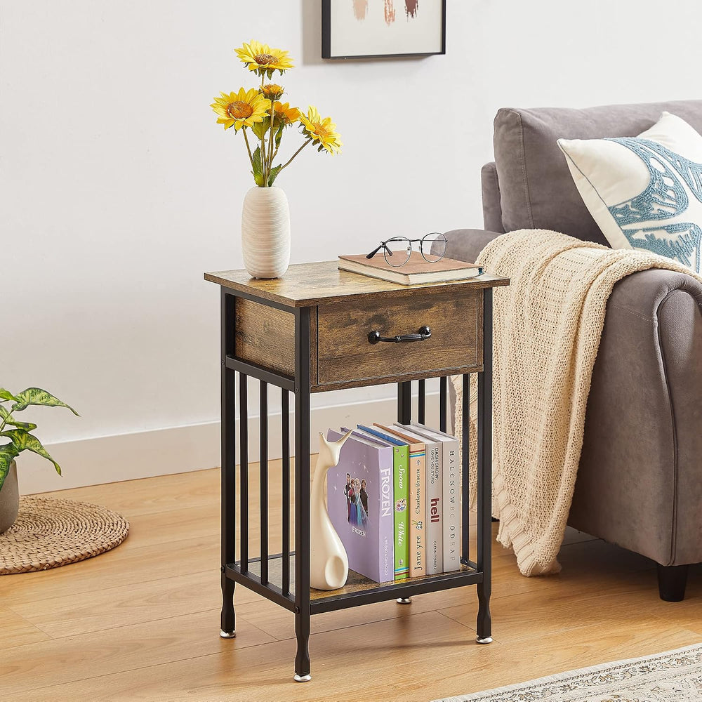 VECELO Nightstands, Industrial Side Table/End Tables with Drawer and Storage ...