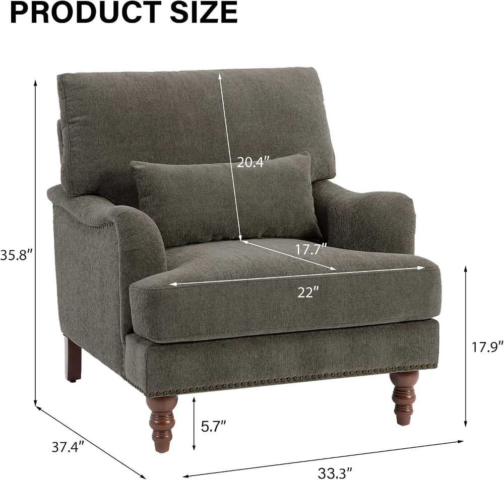 Mid-Century Modern Accent Chair with Lumbar Pillow, Tan, 1 Pack
