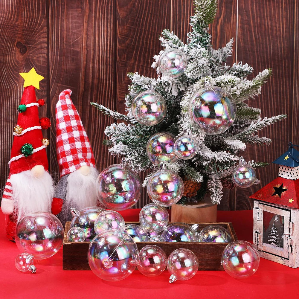 Shappy 50 Pcs Christmas Iridescent Ornaments Halloween Cauldron DIY, Clear