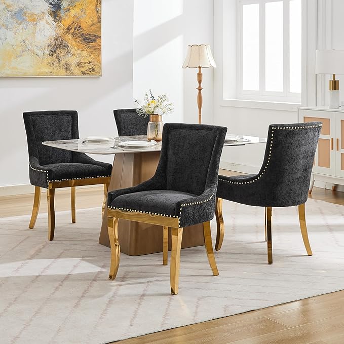 Dining Chairs Set of 2, Kitchen & Dining Room Chairs, Chenille Fabric Uph...