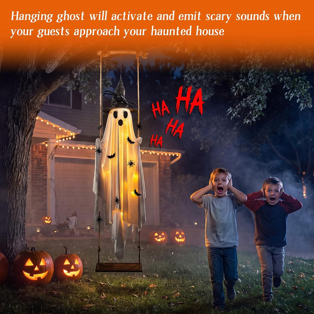Halloween Decorations Outdoor,Large Hanging Swing Ghost Halloween Decor