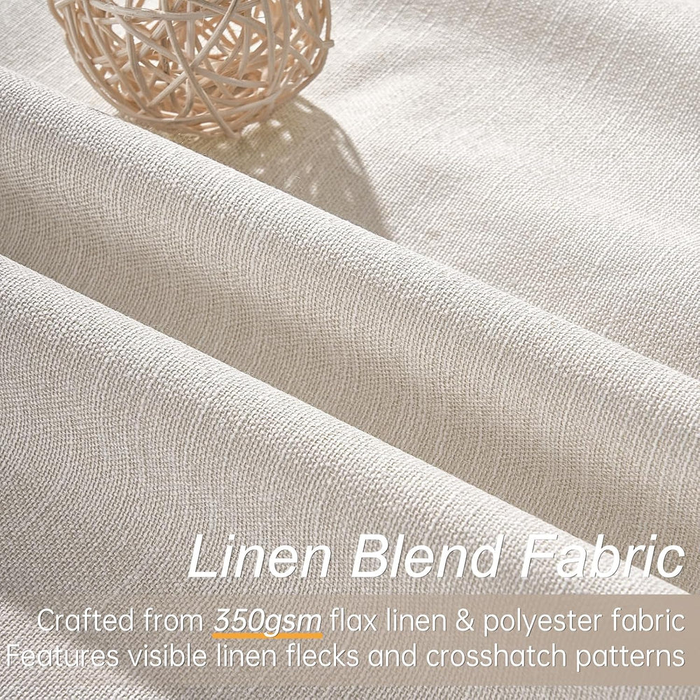 Topfinel Linen Blackout Curtains 96 Inch Long, Boho Farmhouse Ivory Birch Vir...