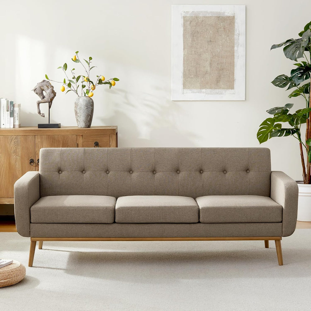 HUIMO 80" Sofa Couch, Loveseat Sofa with Solid Wood Frame (Brown)