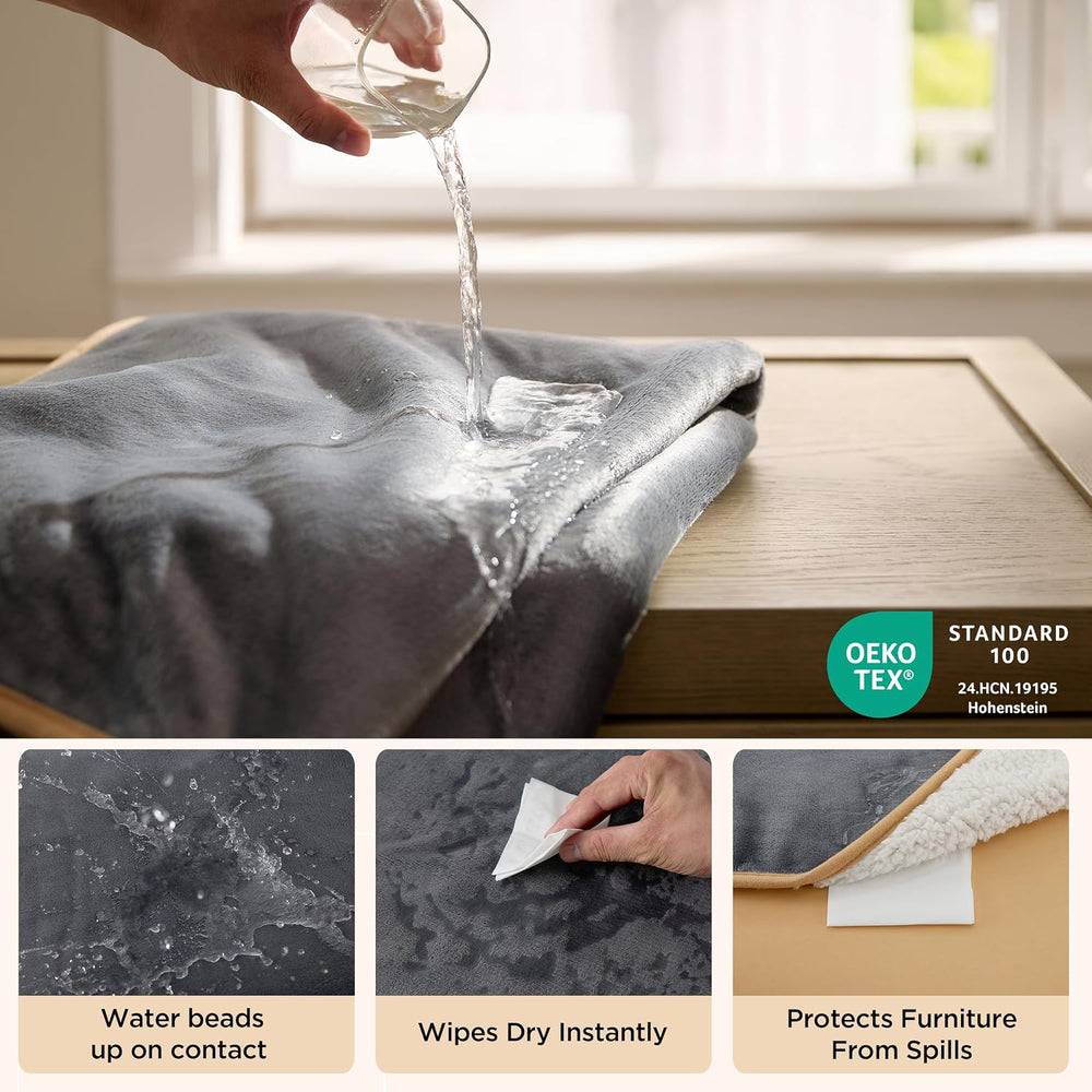 Bedsure Waterproof Blanket for Bed Soft Sherpa Fleece Throw,King 108"x86...
