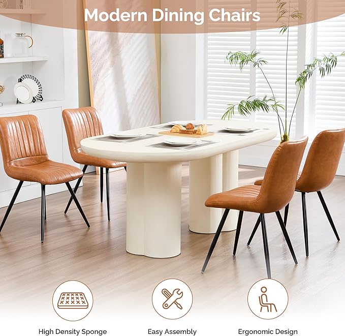 Dining Chairs Set of 8, Modern Dining Chairs with Thick Cushions, PU Leather ...