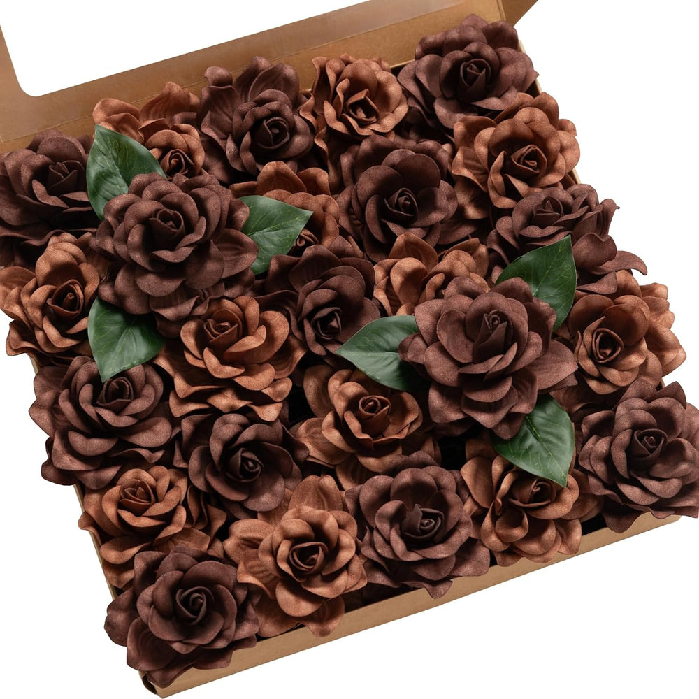 Ling's moment Orange Artificial Gardenia Flowers with Stems, 25 pcs