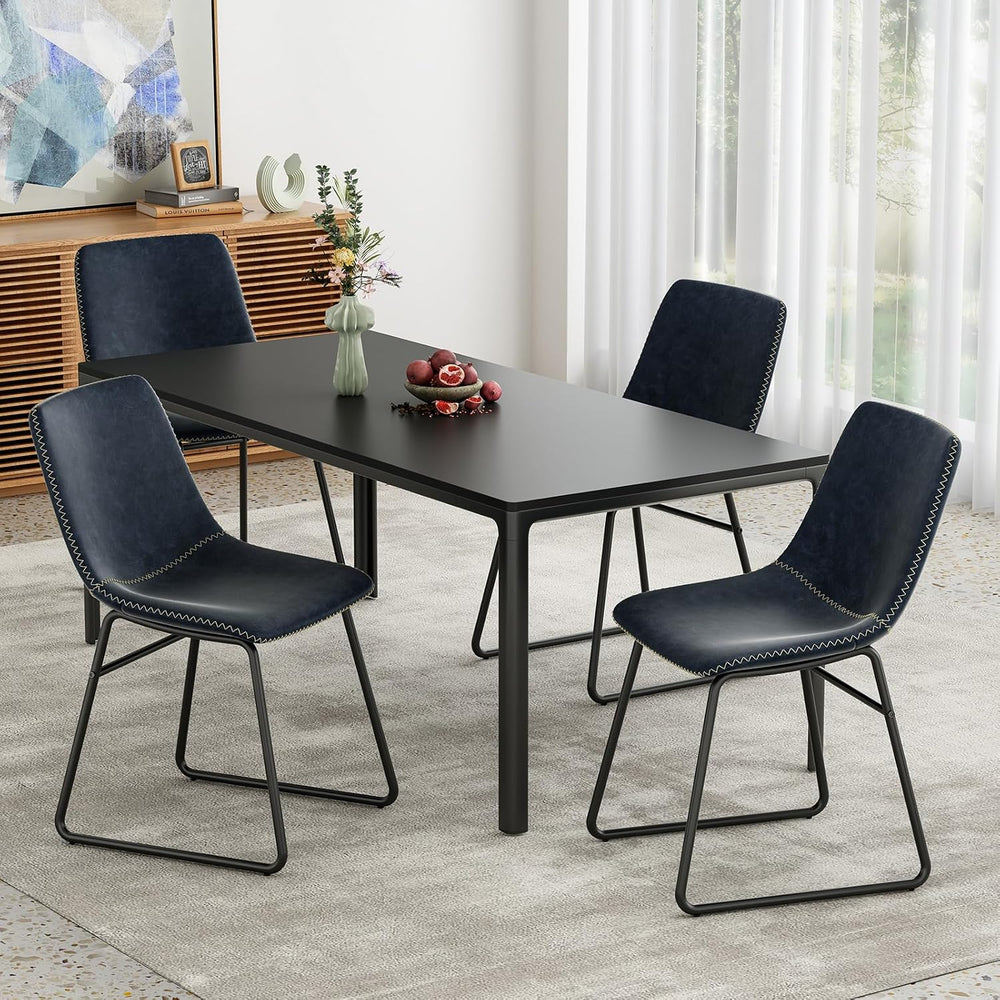 Soohow Mid-Century Modern Dining Chairs Set of 4, Faux Leather Upholstered Ki...