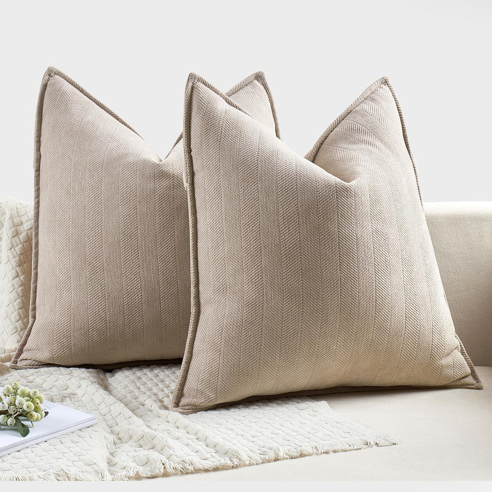 MIULEE Chenille Cushion Covers 50 x 50 cm Set of 2 Yellow Sofa Cushions