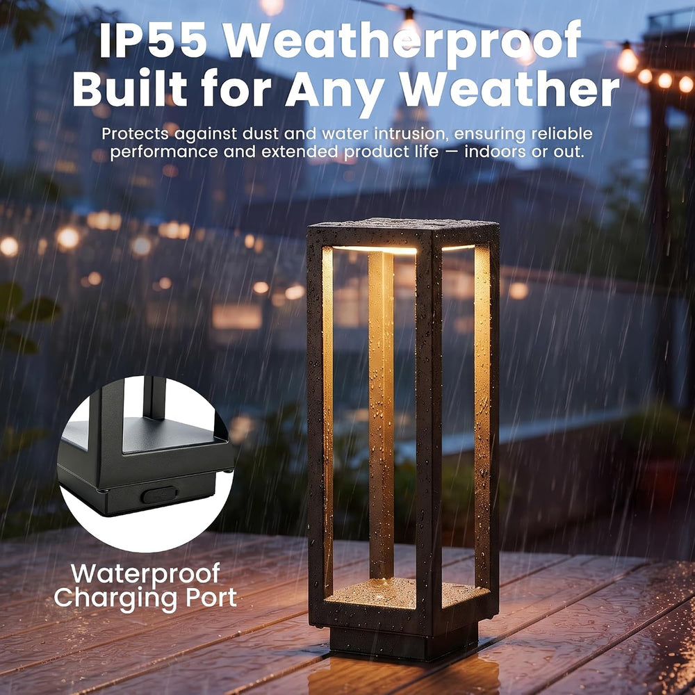 WIHTU 10" Rechargeable Outdoor Table Lamp Set of 2, Cordless Portable Light