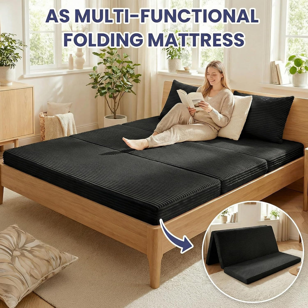 Convertible Sofa Bed, 4-in-1 Boneless Loveseat with Removable Armrests Backre...