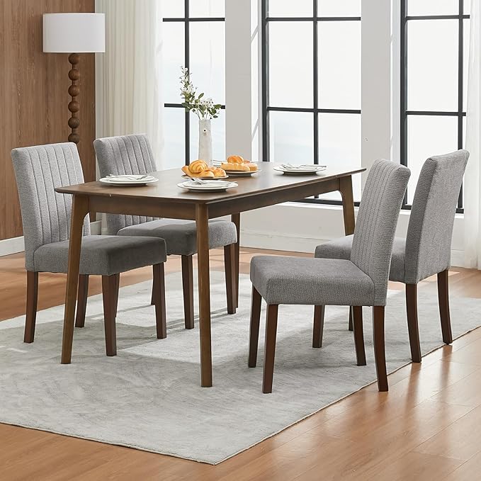 Upholstered Dining Chairs Set of 2, Modern Fabric Kitchen Side Chairs with St...