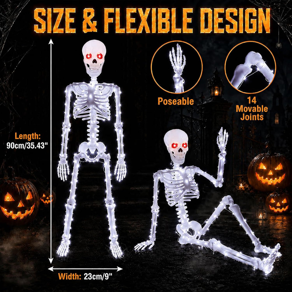 Halloween Decorations Outdoor Skeletons Set - 2 Pack 36" (90cm) Light Up...