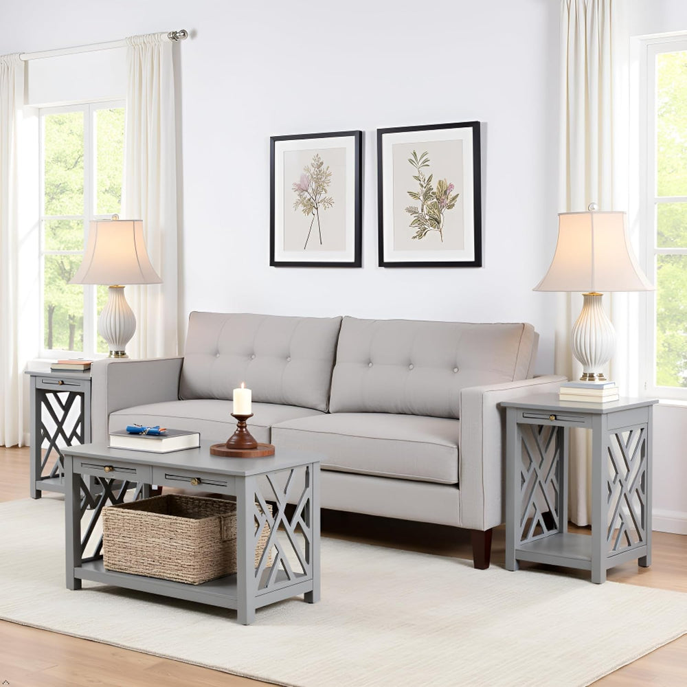 Alaterre Furniture Coventry 2-Pack Wood End Tables – Compact Side Tables with...
