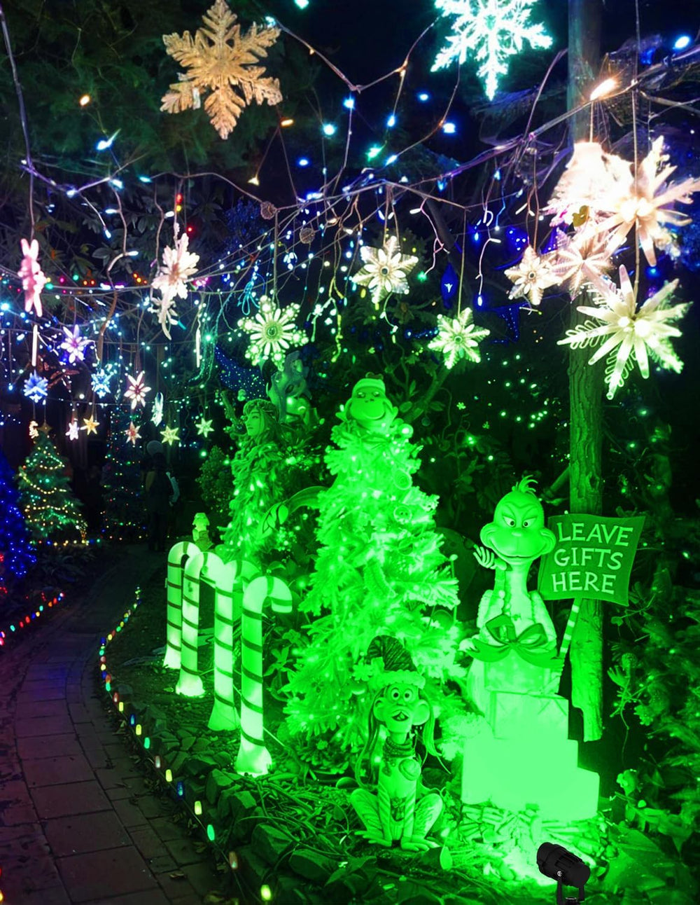 Halloween Green LED Spot Lights Outdoor, 14 LED Landscape Lighting with US Pl...