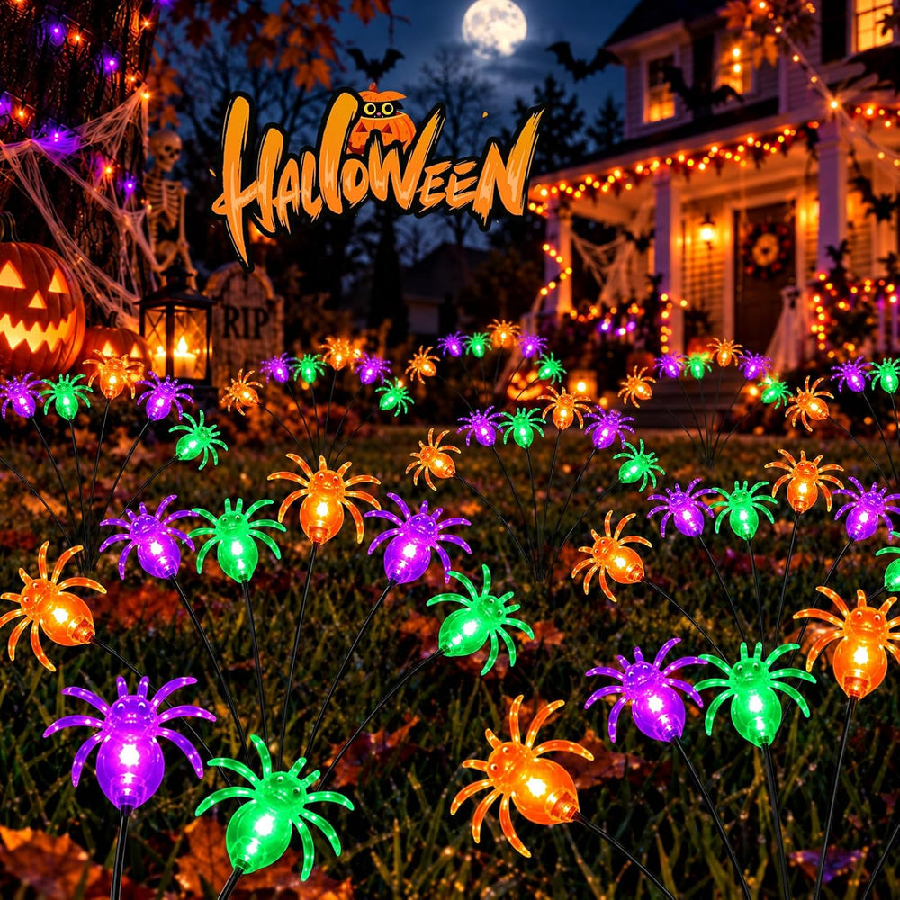 LORRYTE 6Pack 36LED Spider Solar Halloween Lights Outdoor for Garden