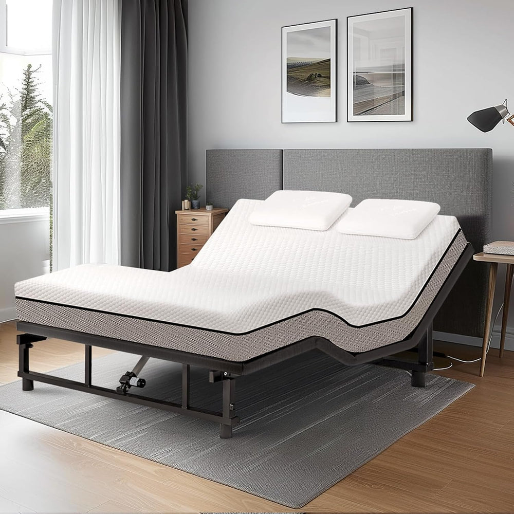 Mixcous King Adjustable Bed Base Frame - Quiet Motor, Head & Foot Incline