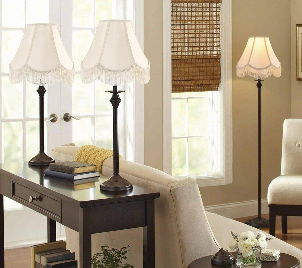 Lamp Shade Set of 2,6" x 13" x 10.6",Yellowish Beige,Scalloped...
