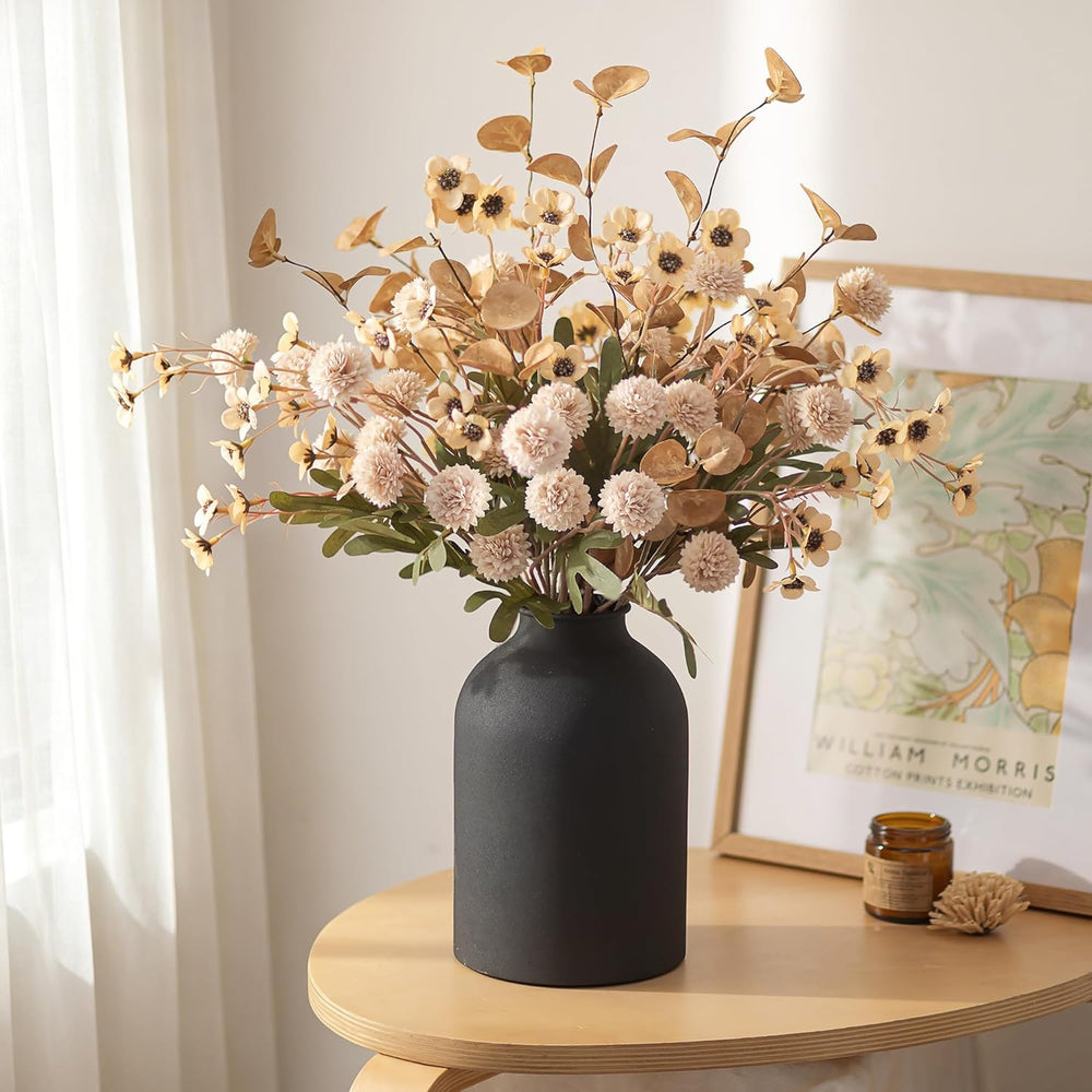 BLOSMON Beige Faux Flowers in Vase for Dining Table Centerpiece Decor