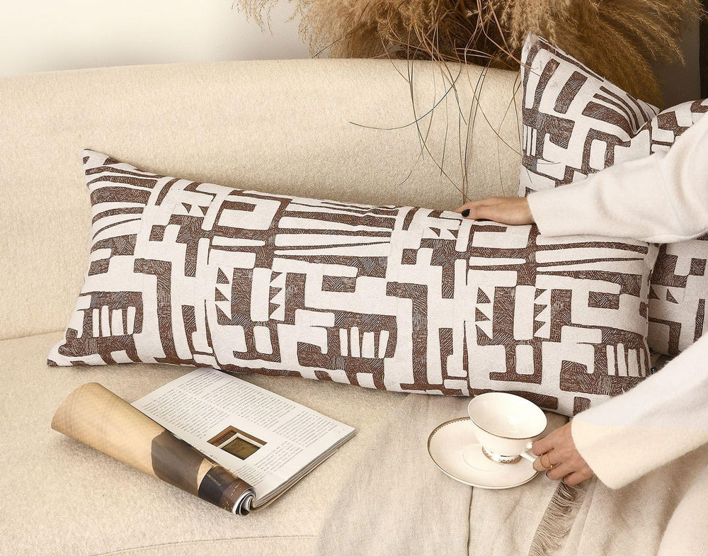 Long Lumbar Pillow Cushion Cover 14x36, Double Sided Modern Geometric High-De...