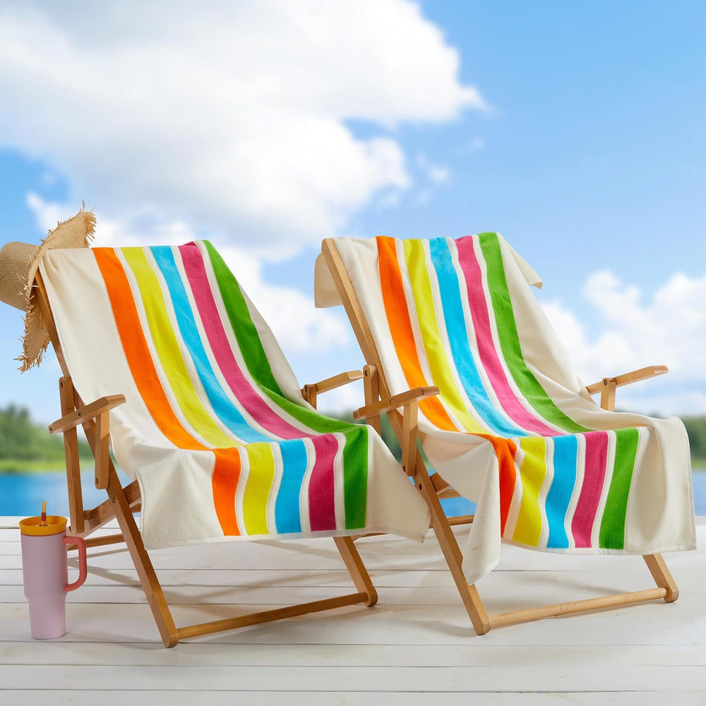 Loon & Lake Luxury Beach Towels Set of 2 - Retro Stripes | | 2 Pack 30&qu...