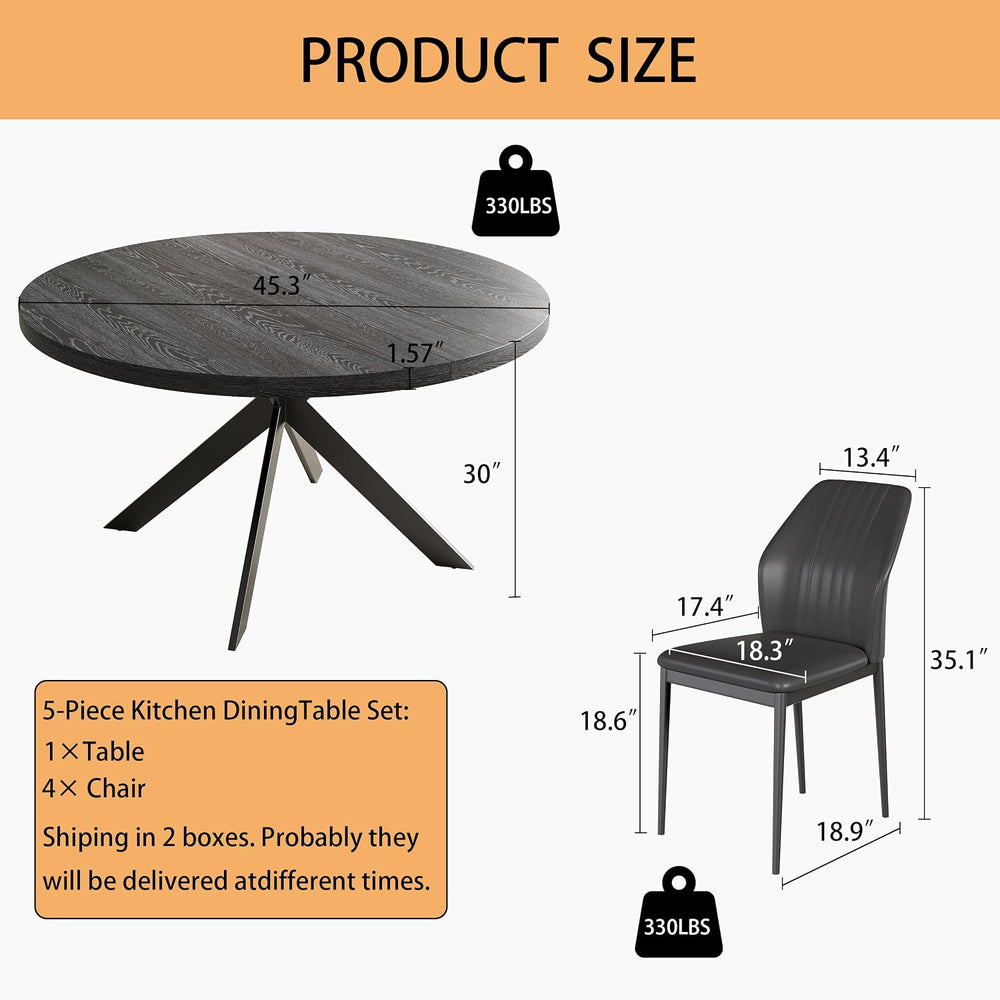 Zerifevni 45.3" Round Dining Table Set for 4, Wooden Round Dining Table ...