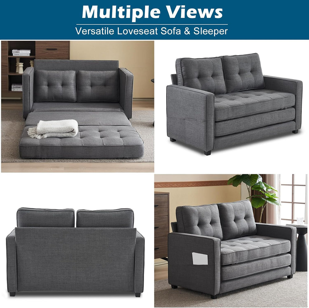 VINGLUpgraded Loveseat Sleeper, 53.5"W 83"L Convertible Sofa Bed Co...