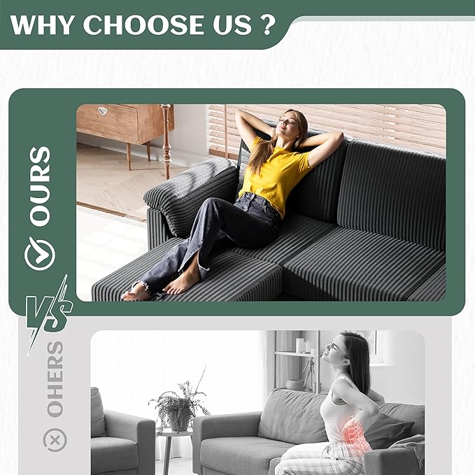 Vongrasig Convertible Sectional Sofa Couch, 3 Seat L Shaped Sofa with Removab...