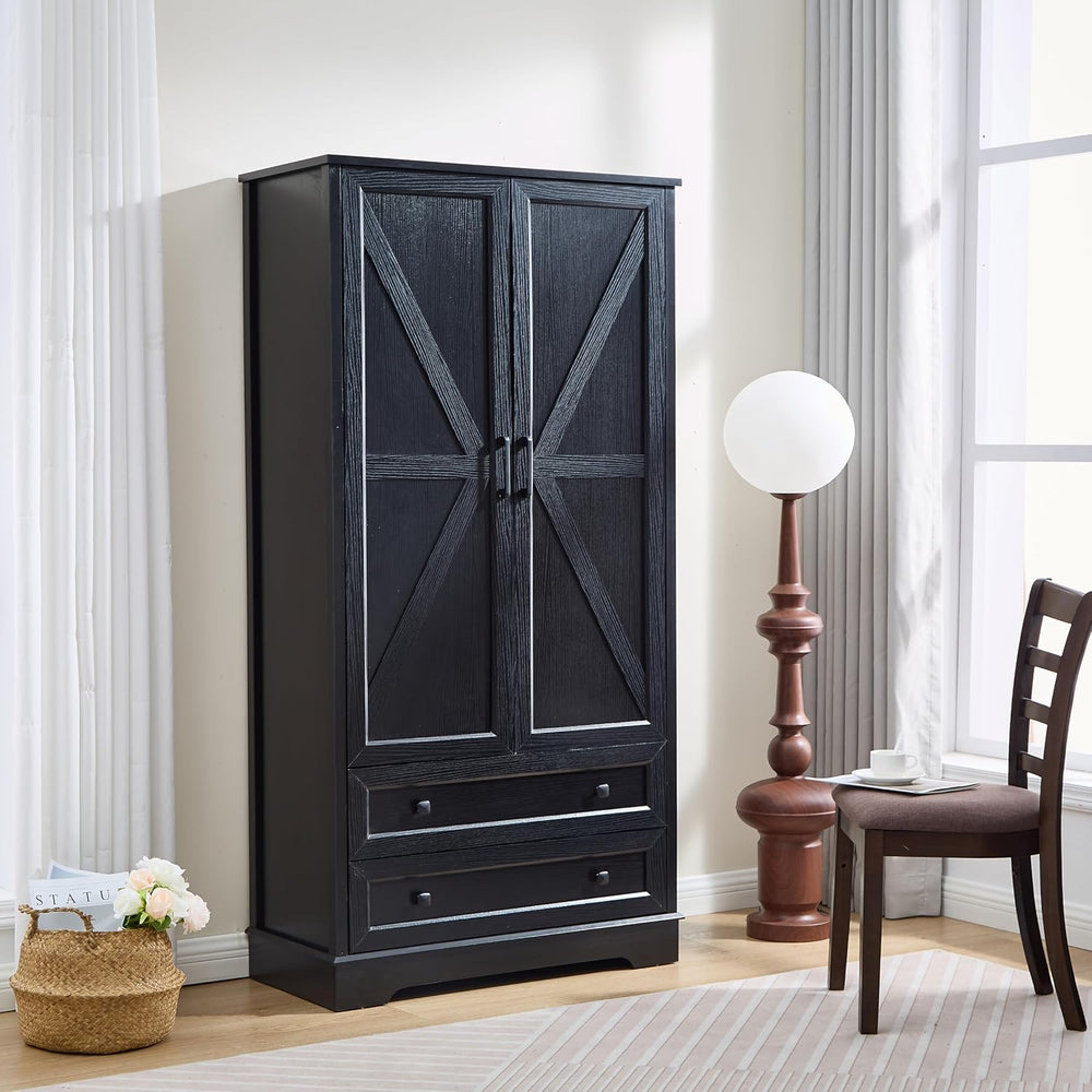 SOOWERY Farmhouse Dresser for Bedroom, Tall Chest of Drawers, Black