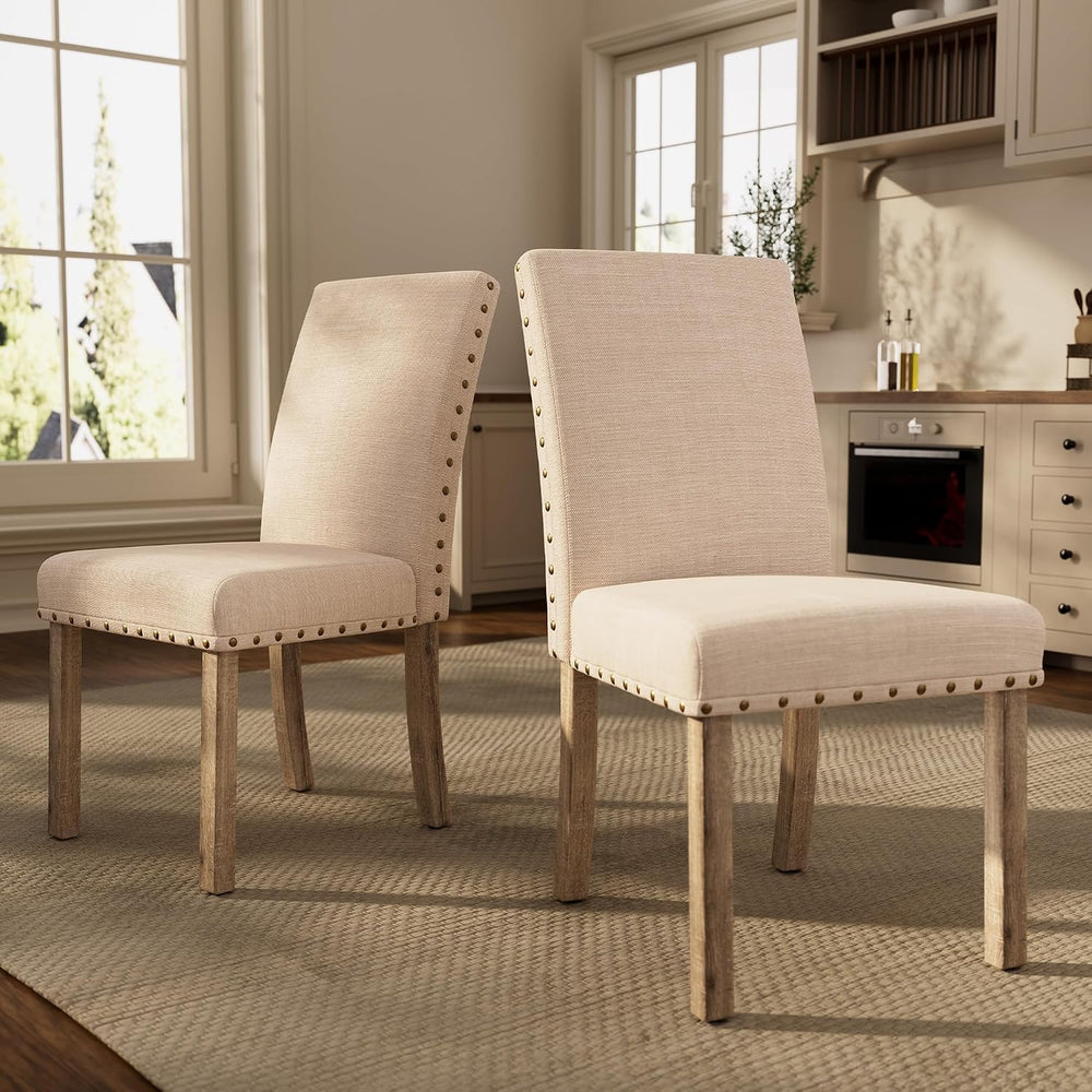 Morden Fort Farmhouse Style Dining Chairs Set of 2, Rustic Upholstered Kitche...