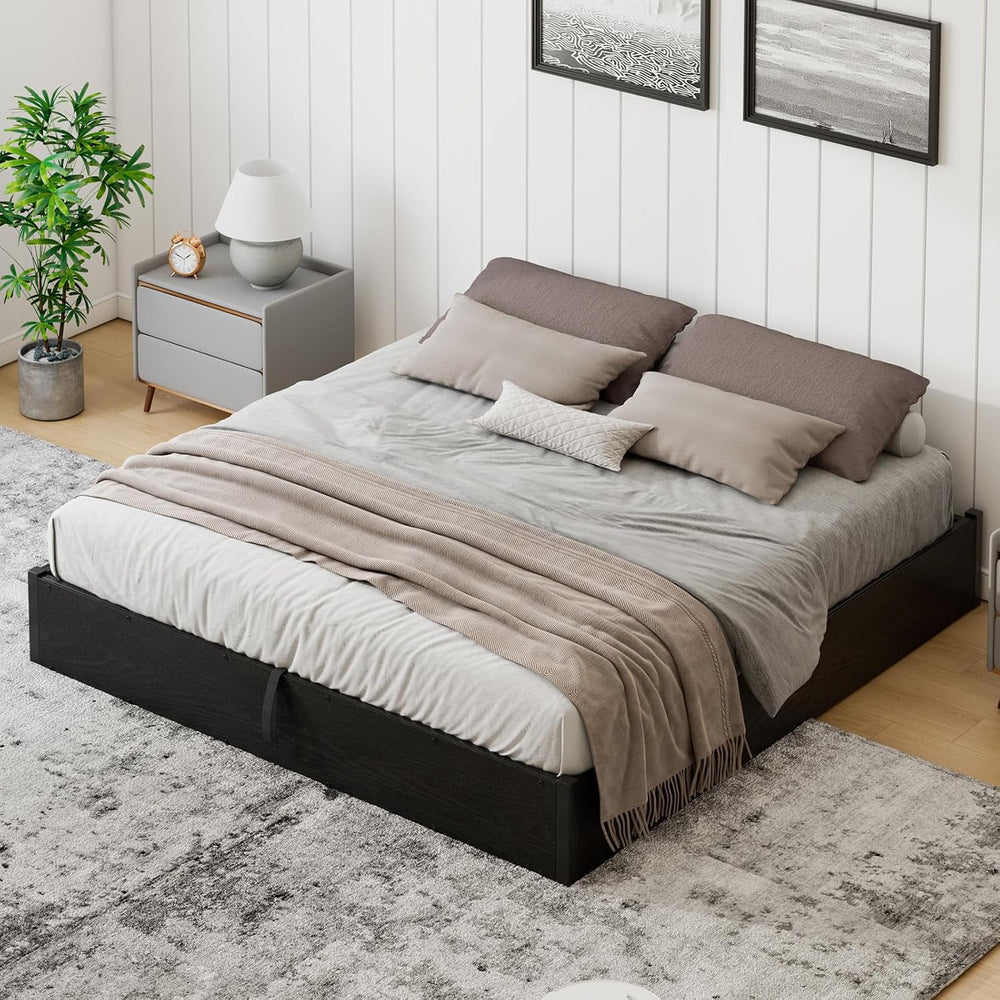 King Lift Up Storage Bed Frame, Black