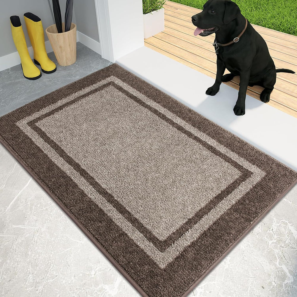 PURRUGS Dirt Trapping Indoor Door Mat, 24" x 36", Beige & Grayi...
