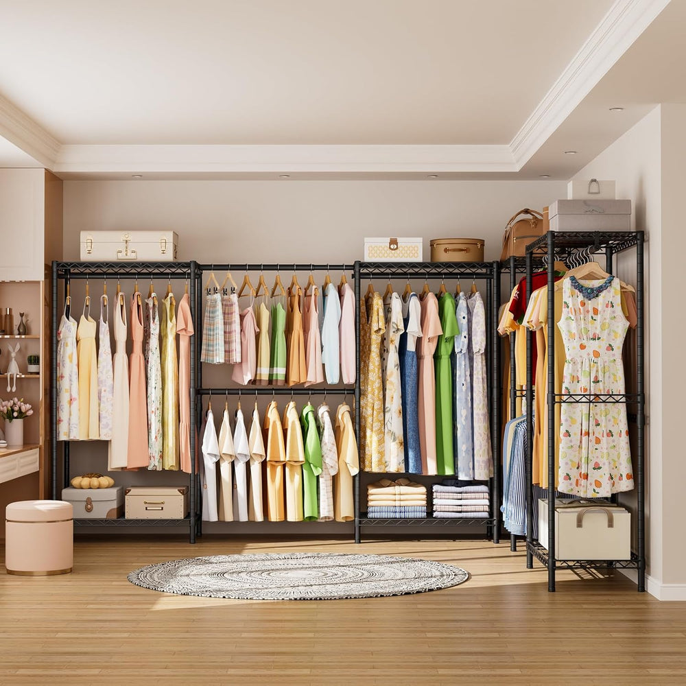 Heavy Duty Portable Closet Metal Clothes Racks Wardrobe with Shelf