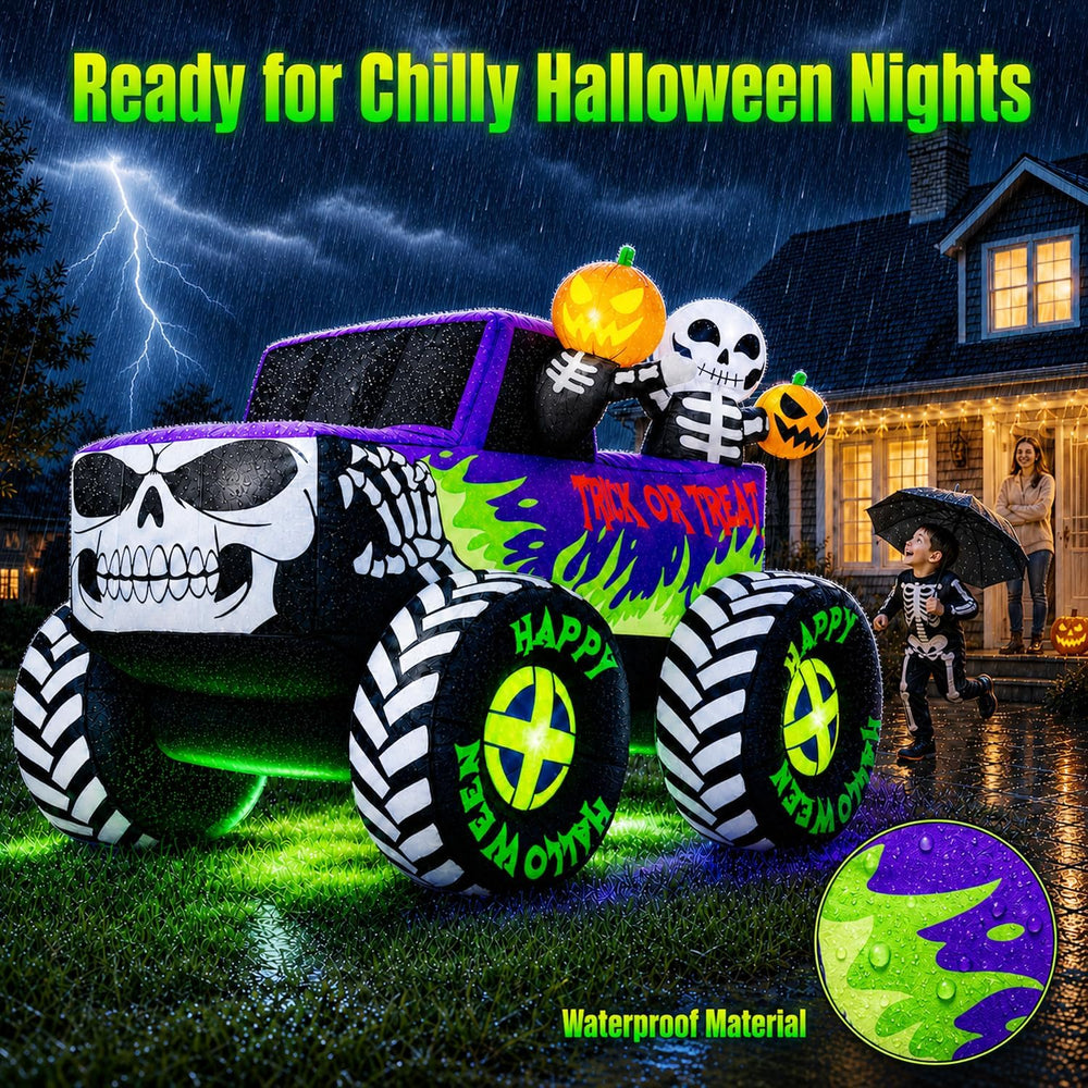 8FT Long Giant Halloween Inflatables Decoration Outdoor Skeleton Monster Truc...