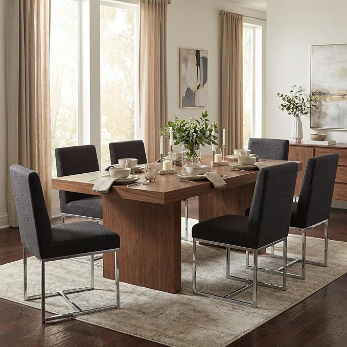 CIMOTA Black Modern Dining Chairs Set of 4, Upholstered Dining Room Chairs Ar...