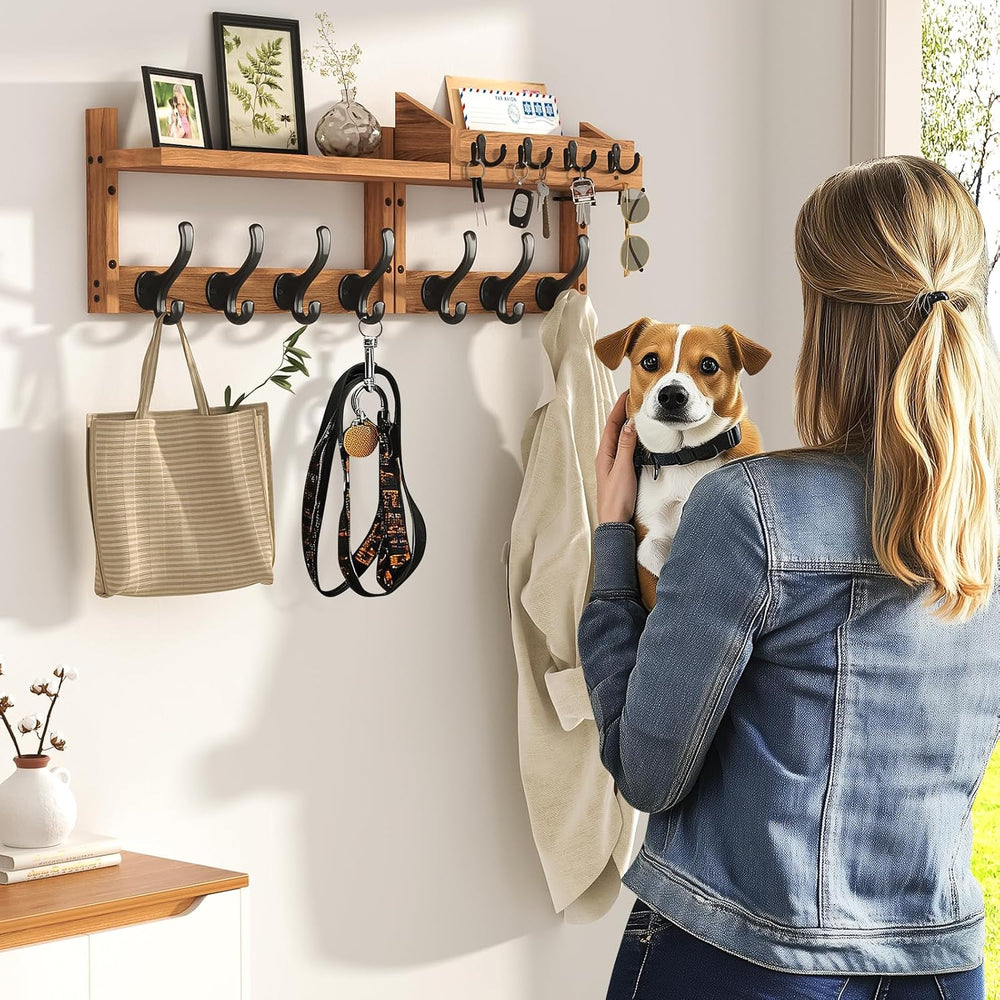 Evermagin 29" Coat Rack Wall Mount with Shelf, 4 in 1 Wall Mounted Coat ...