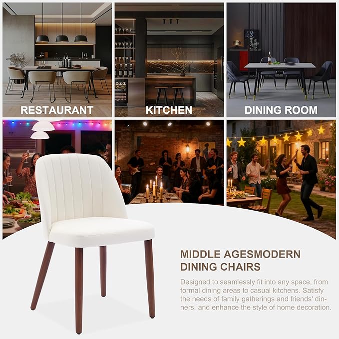 Wooden Dining Chairs Set of 4, Upholstered Kitchen Dining Room Chairs with Pa...