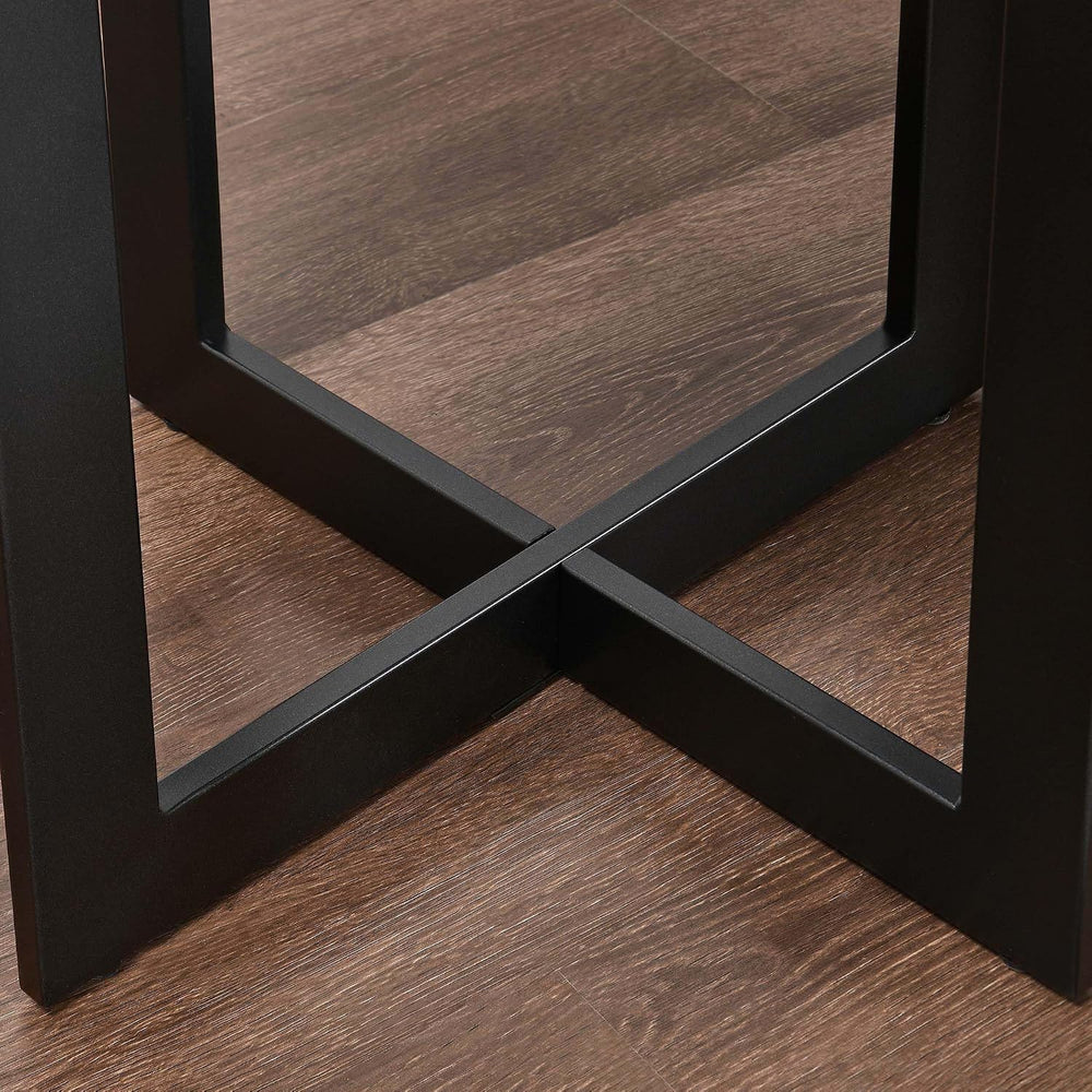 LEEMTORIG Round Glass End Table for Living Room, 23.8" Dia. x 24.4"...