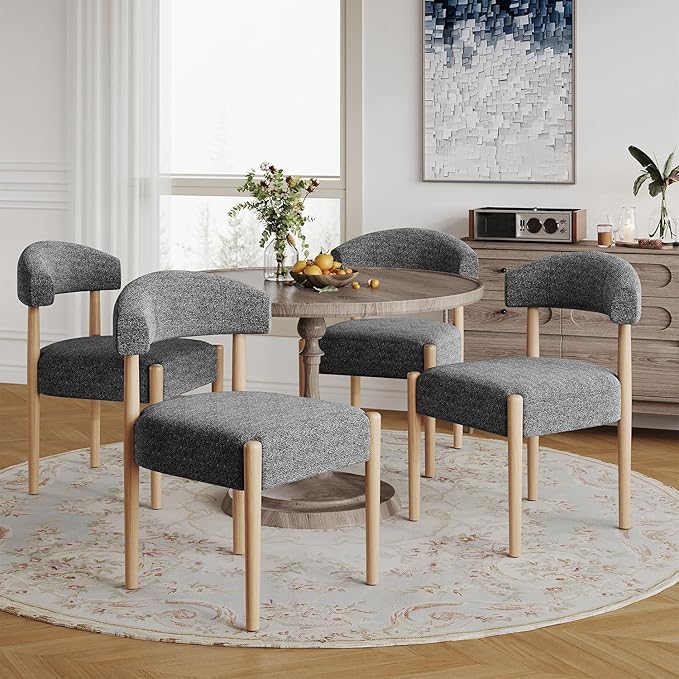 VKNOW Wooden Dining Chairs Set of 2, Modern Upholstered Dining Room Chairs wi...