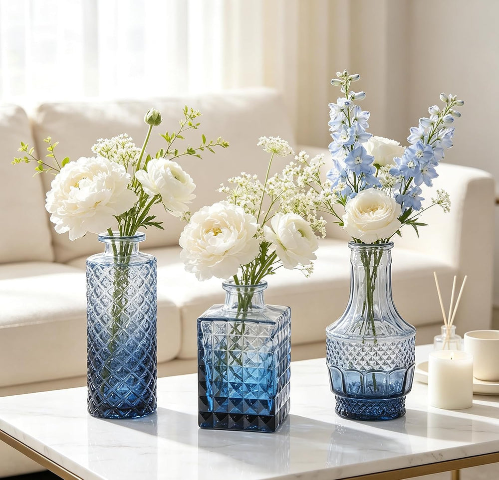 Fixwal 36 Blue Bud Vases Glass Bud Vase Set of 36, Small Vases for Flowers