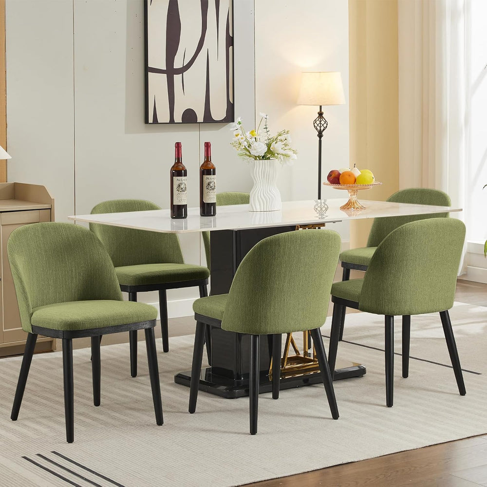 Upholstered Dining Chairs Set of 6,Modern Fabric Dinner Chairs with Wood Legs...