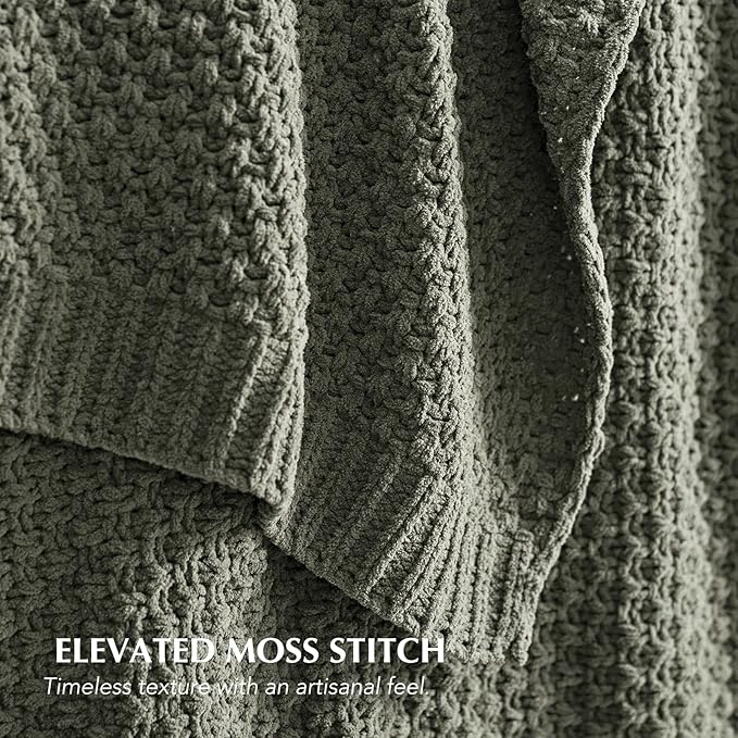 EVERGRACEHOME Chunky Chenille Knit Throw Blanket