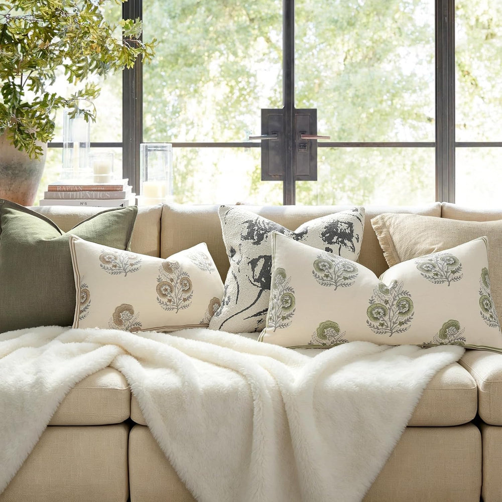 Vintage Floral 14x36 Lumbar Pillow Cover for Bed Pack of 1, Double-Sided Bota...