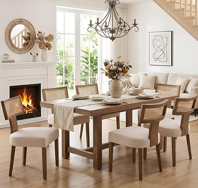 Upholstered Farmhouse Dining Chairs Set of 4 Mid Century Modern Dining Room C...