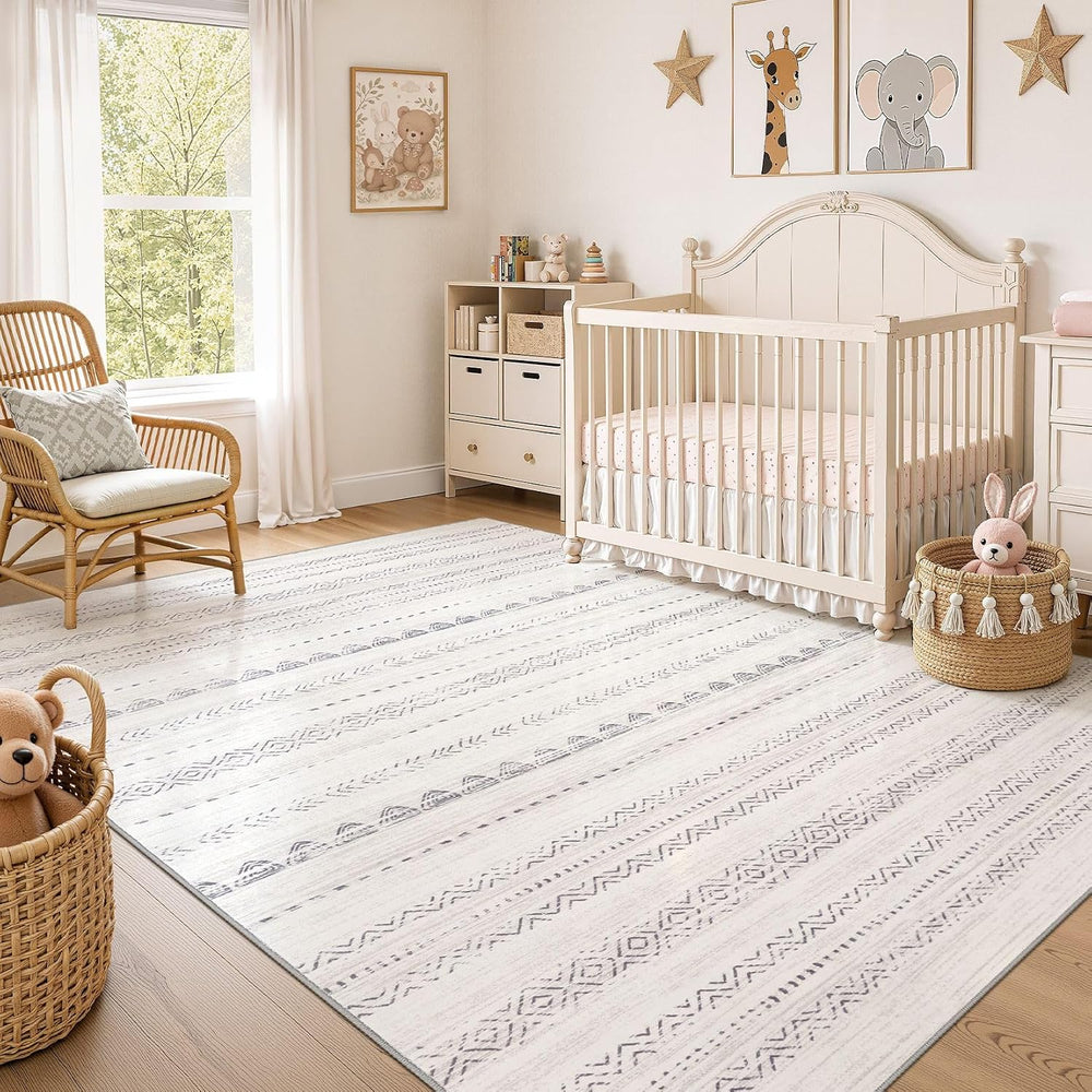 Nakagishi Boho 6x9 Area Rug Living Room Rugs Machine Washable Gray