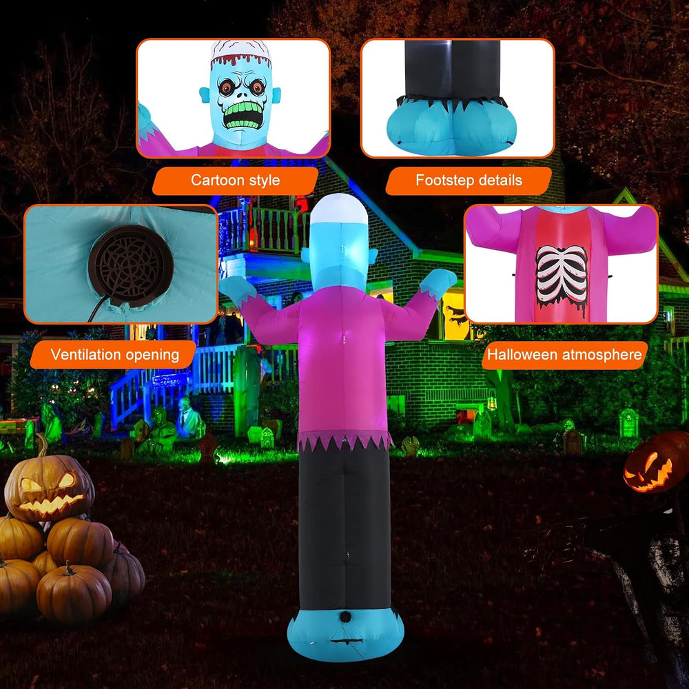 12ft Blue Zombie Halloween Inflatable Outdoor Decoration, Courtyard Decoratio...