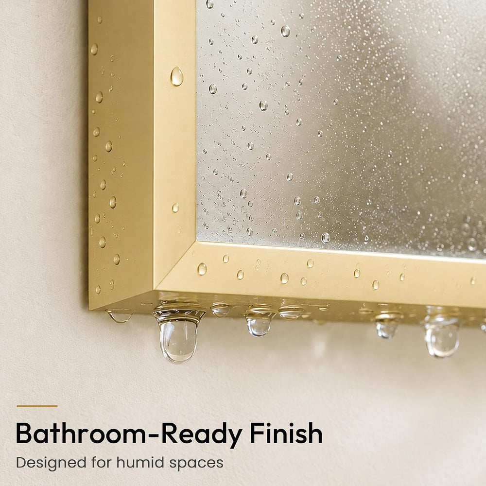 36x36 Inch Satin Gold Square Bathroom Vanity Wall Mirror