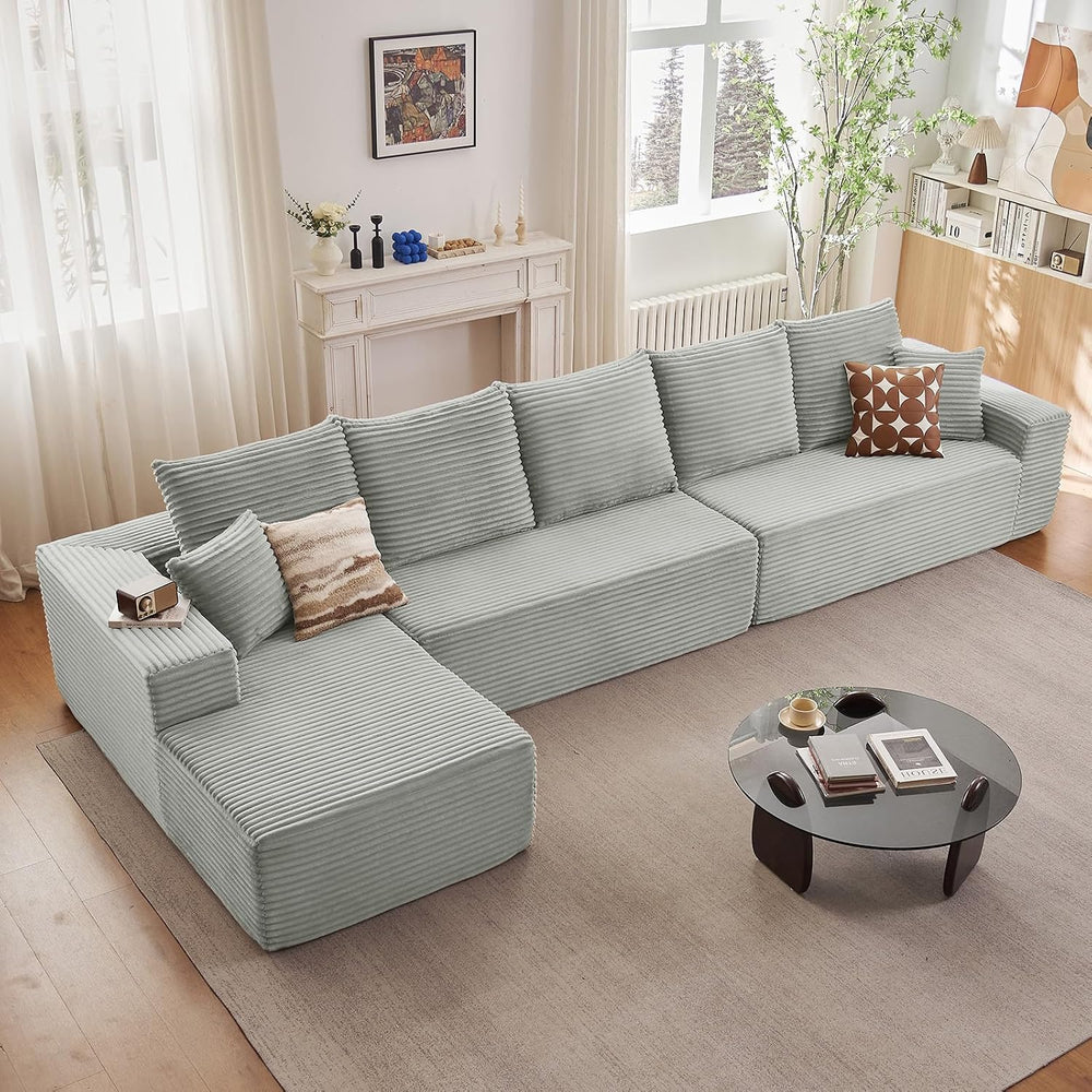 166.9" Cloud Sectional Couch with L-Shape Chaise, Modern Modular Comfy S...