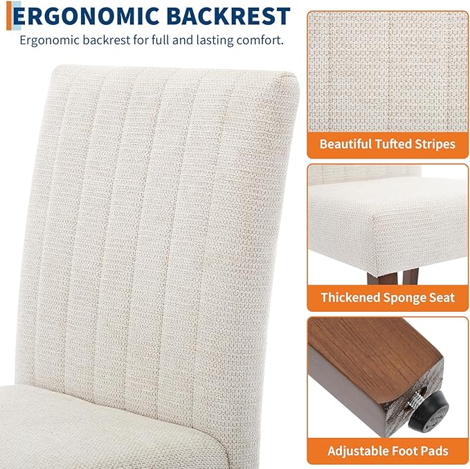 Upholstered Dining Chairs Set of 6, Modern Fabric Kitchen Side Chairs with St...