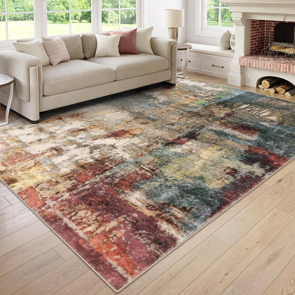 Lahome Modern Abstract Living Room Rug 8x10, Washable 8x10 Area Rugs for Bedr...