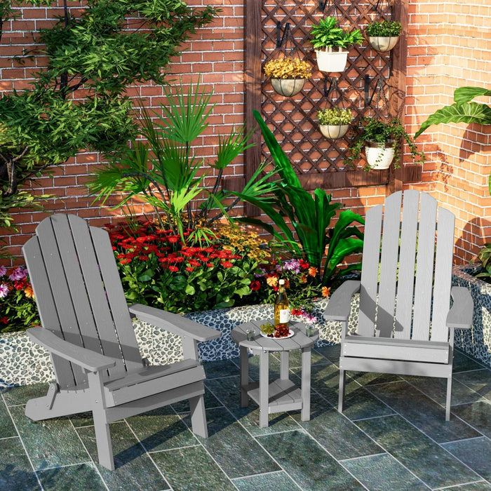 MXIMU Outdoor Side Table Set of 2, Adirondack Table, 18 Inch, Round, Grey